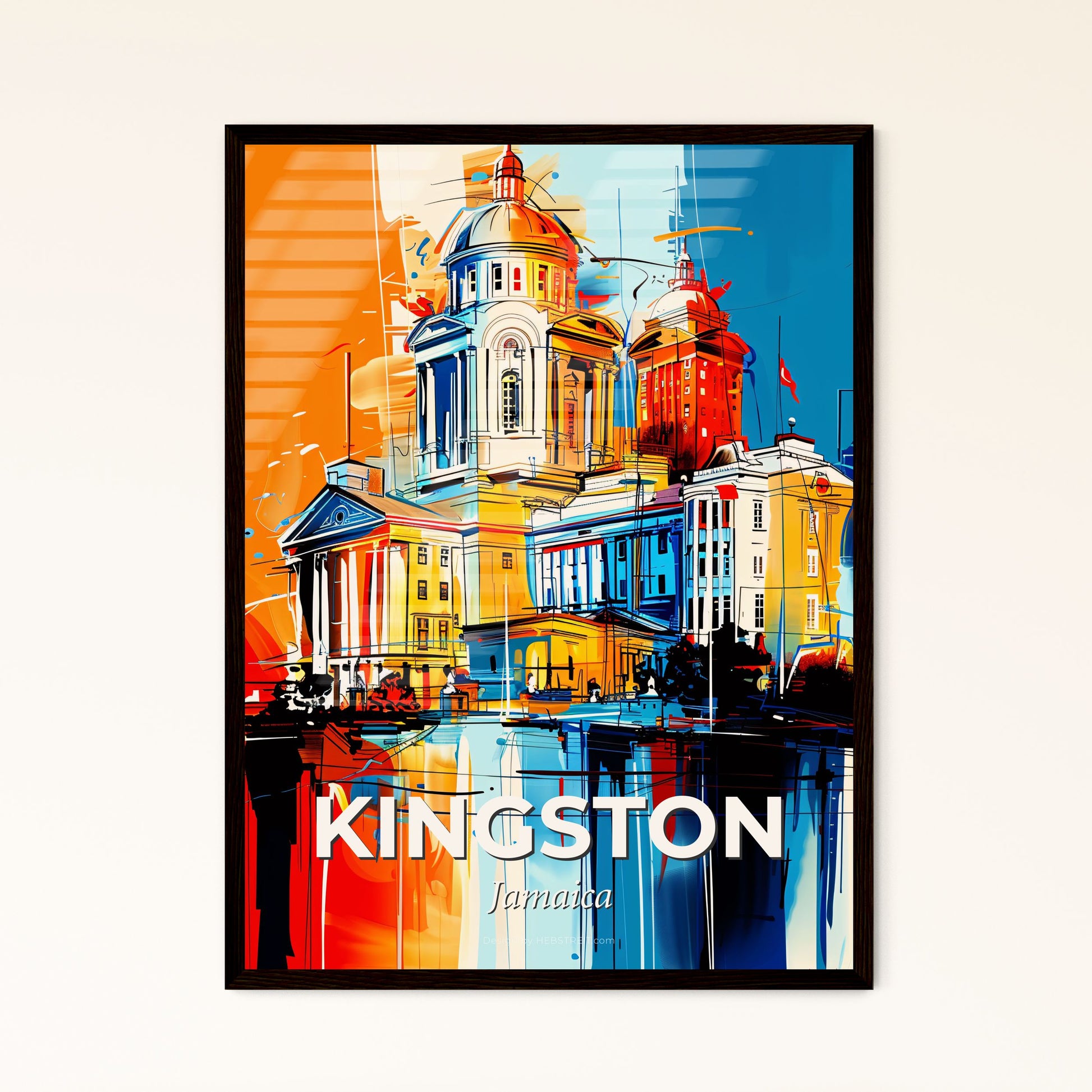 Vibrant Kingston, Jamaica - A Colorful Painting Of A Building