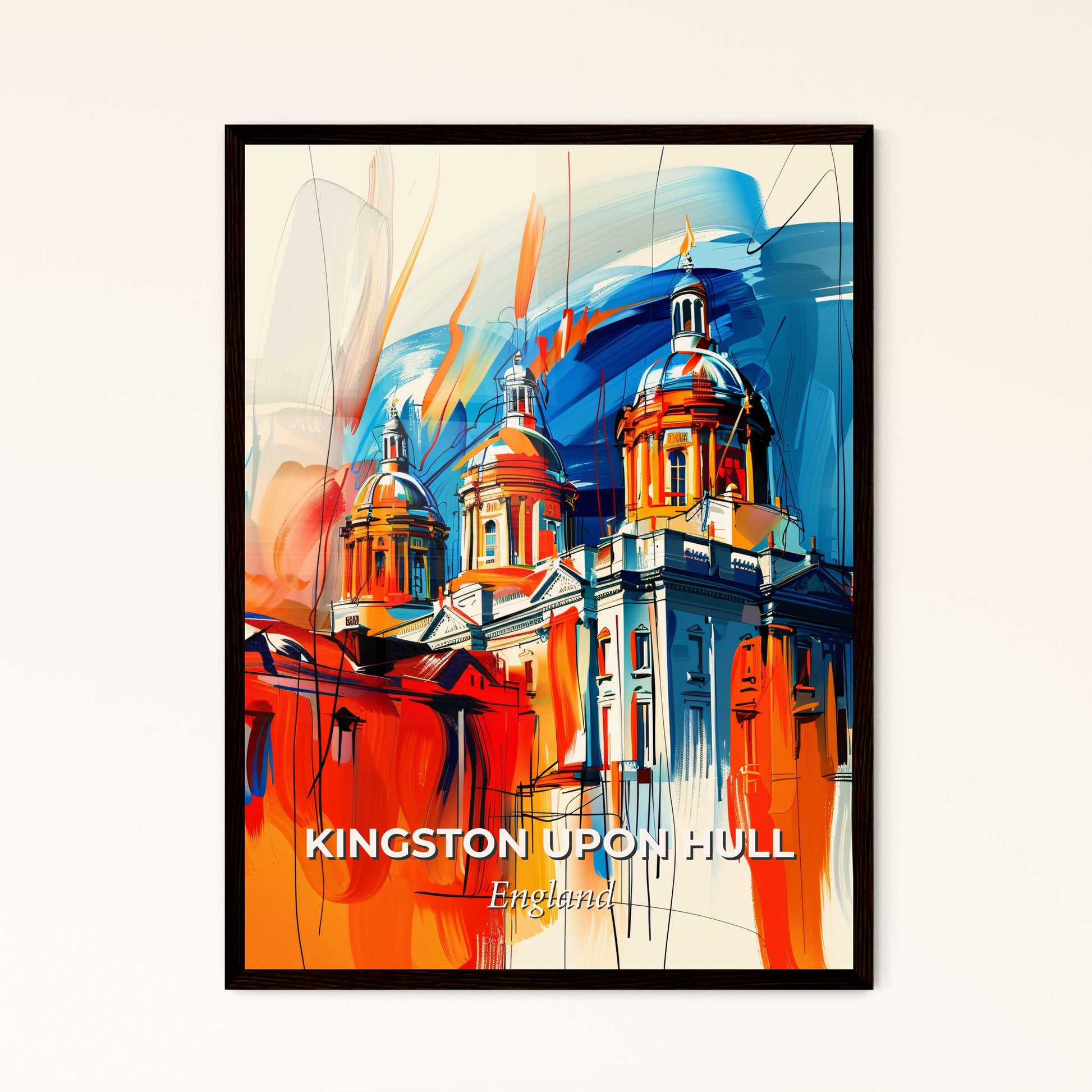 Vibrant Kingston Upon Hull, England - A Painting Of A Building With A Colorful Background