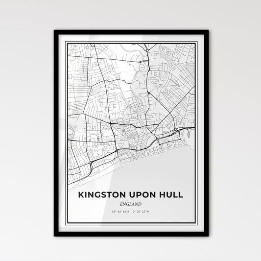 Kingston upon Hull England - Scandinavian Style City Map for Modern Home Decor