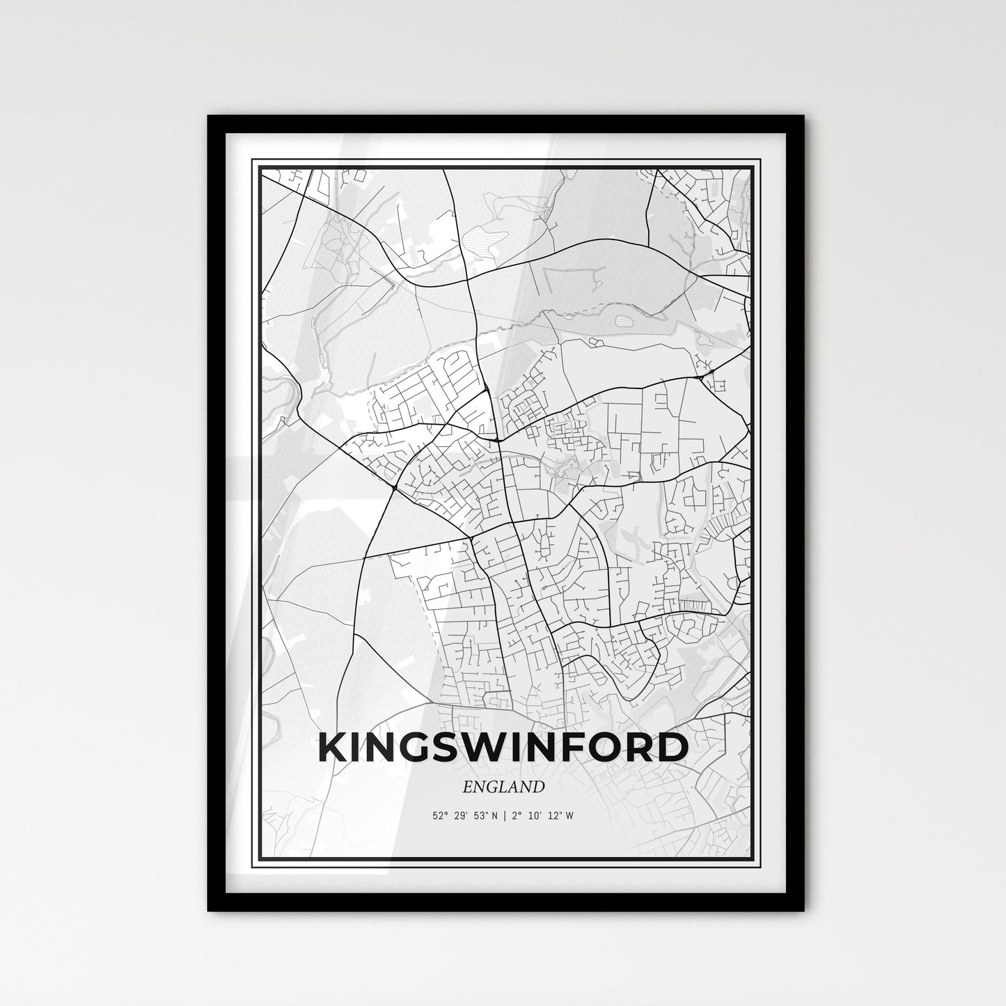 Kingswinford England - Scandinavian Style City Map for Modern Home Decor