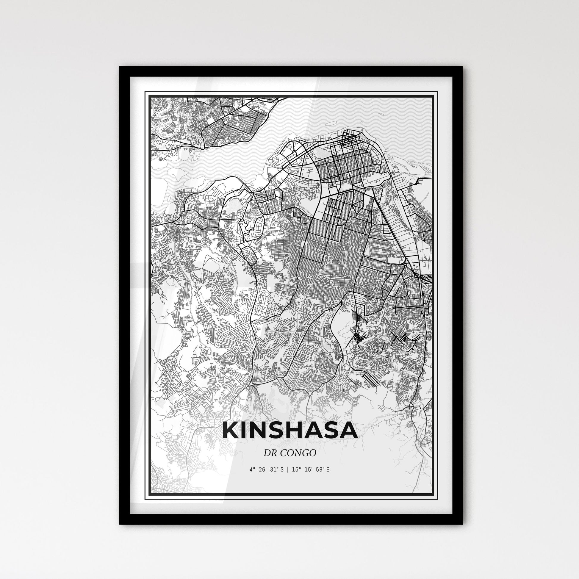 Kinshasa DR Congo - Scandinavian Style City Map for Modern Home Decor