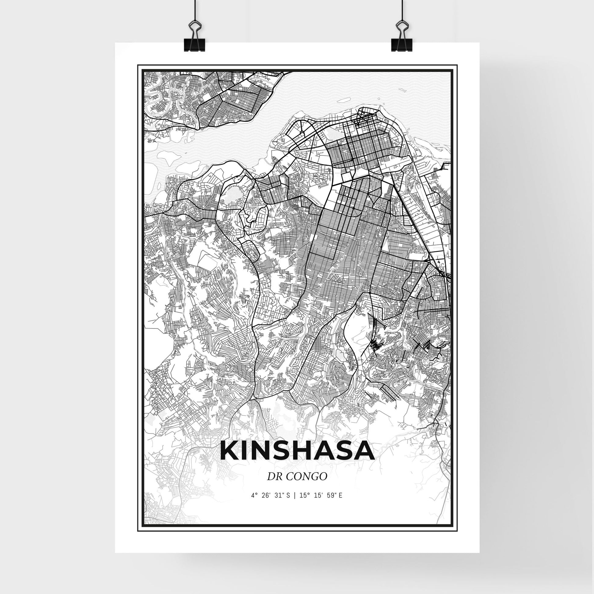 Kinshasa DR Congo - Premium City Map Poster