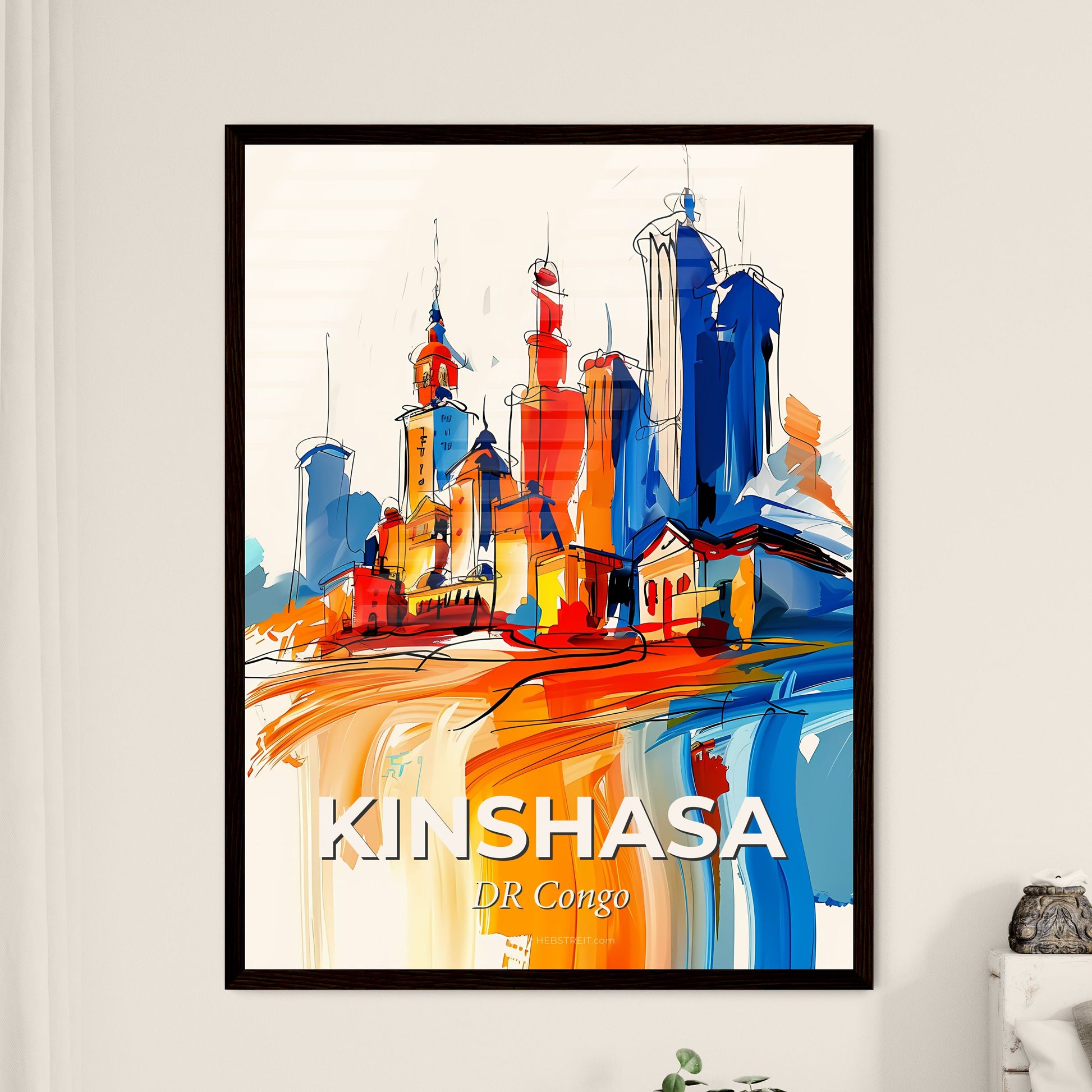 Vibrant Kinshasa, Dr Congo - A Colorful Cityscape With Towers And A Waterfall