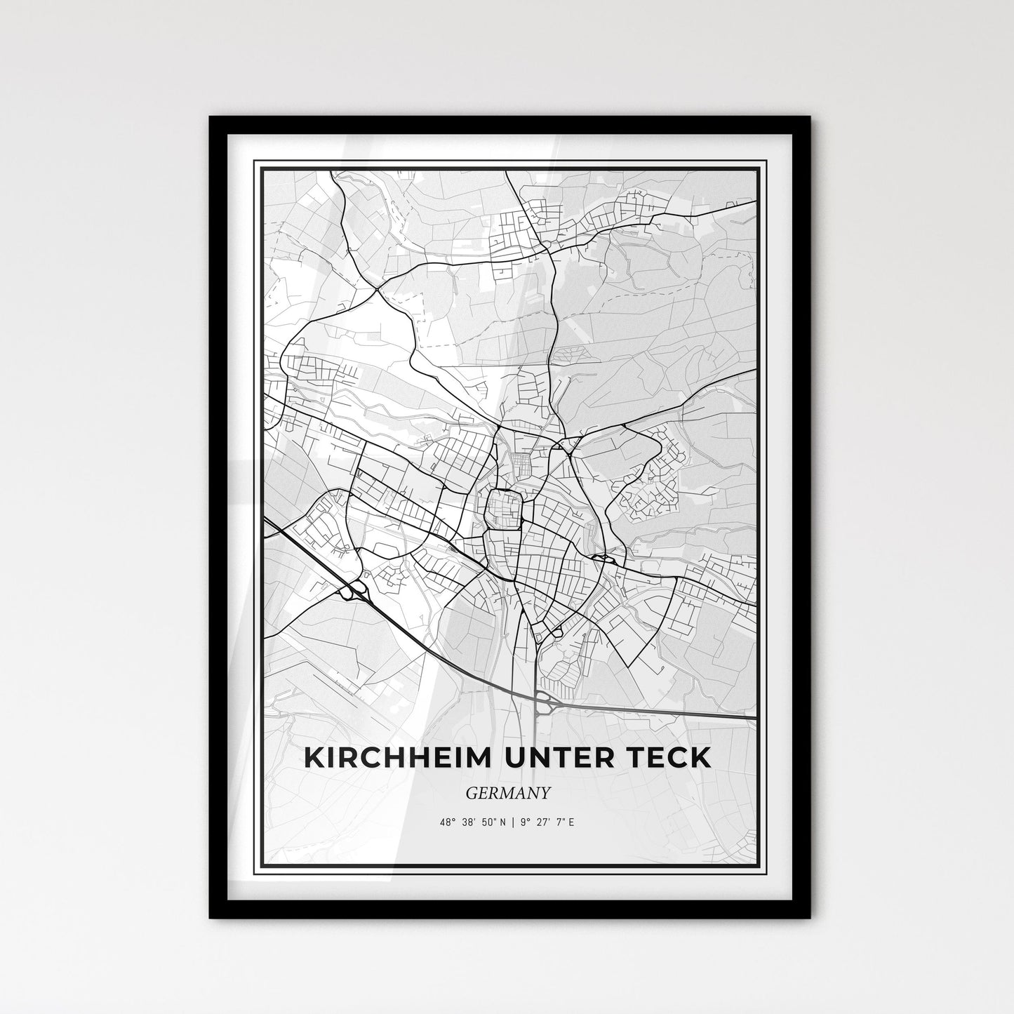 Kirchheim unter Teck Germany - Scandinavian Style City Map for Modern Home Decor