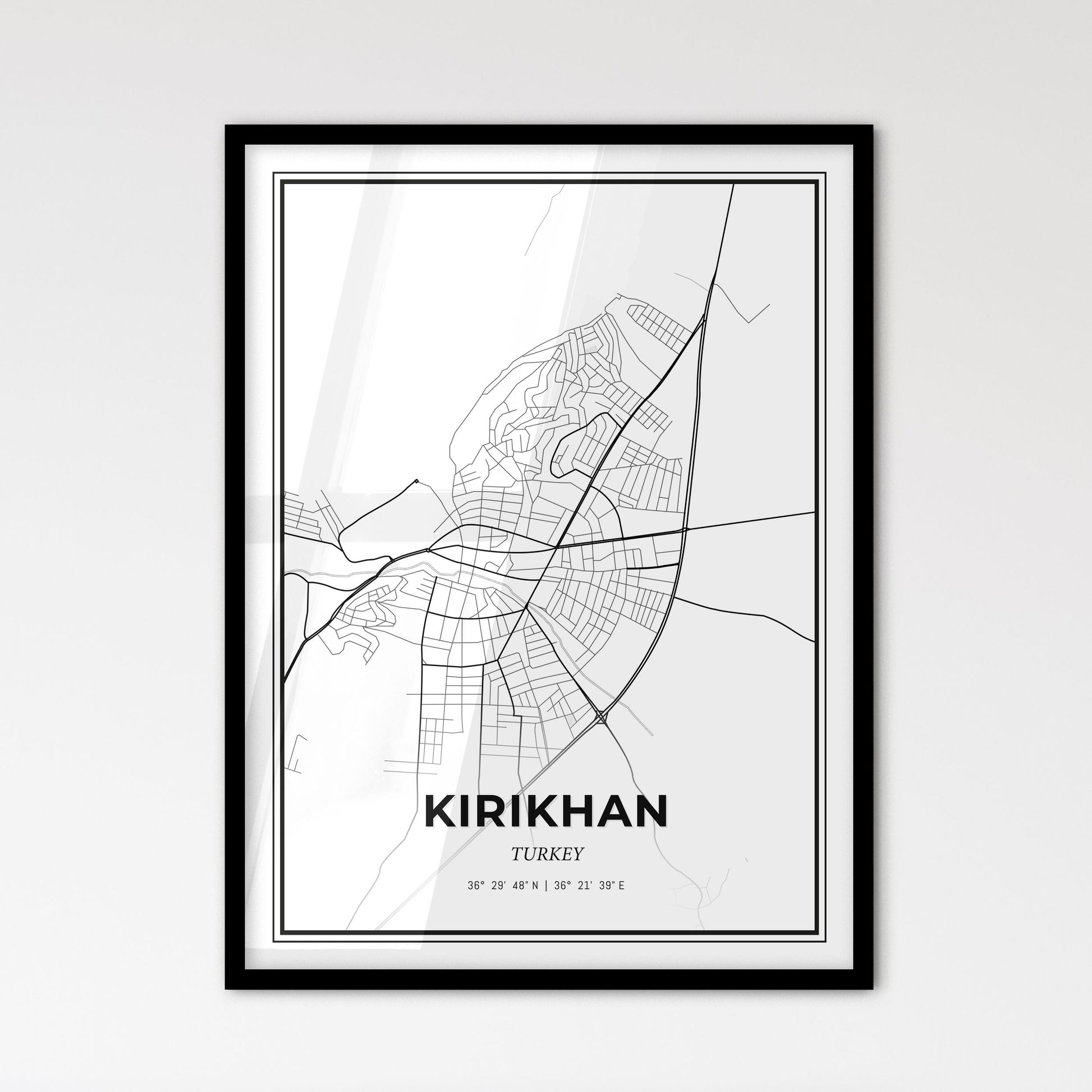 Kırıkhan Turkey - Scandinavian Style City Map for Modern Home Decor