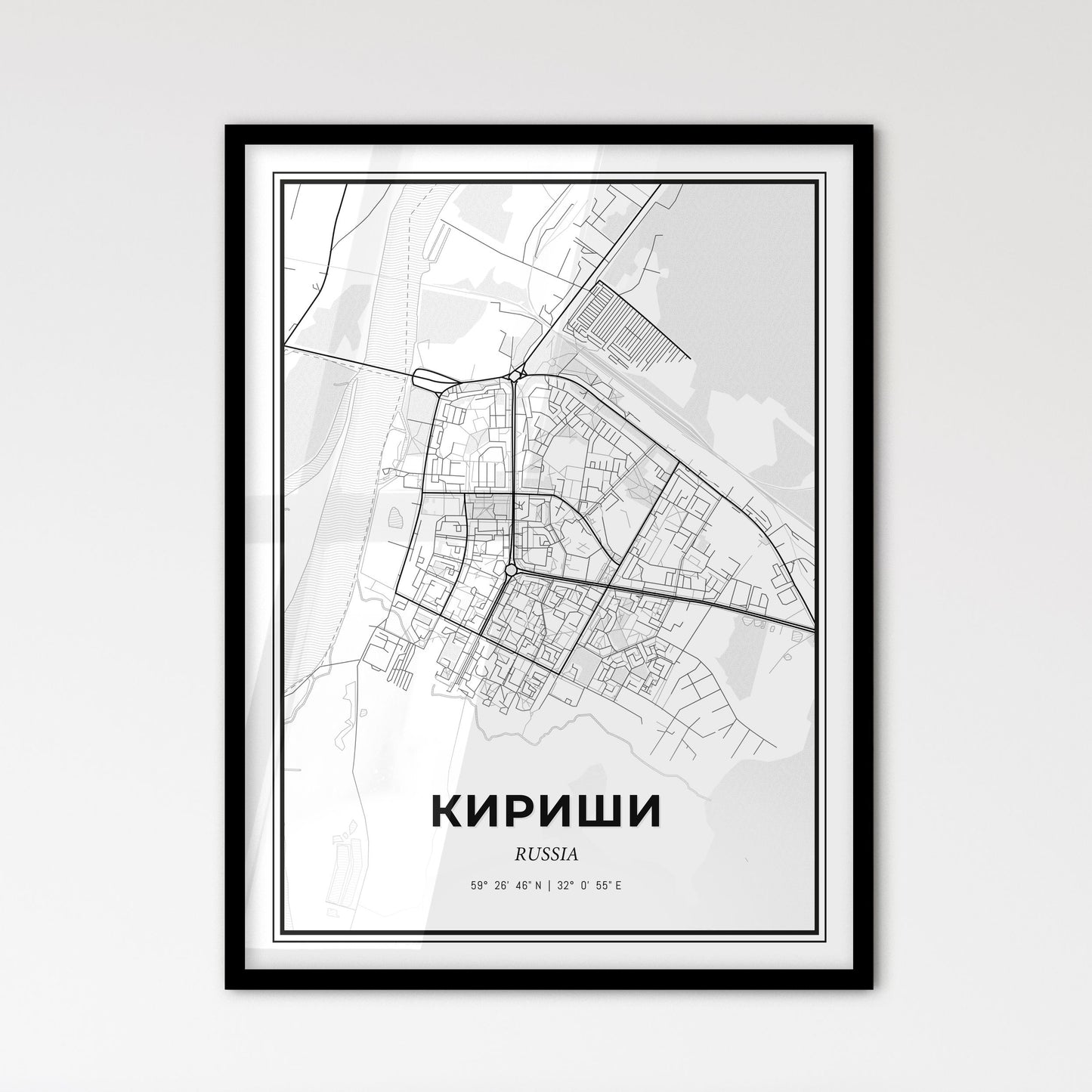 Kirishi Russia - Scandinavian Style City Map for Modern Home Decor