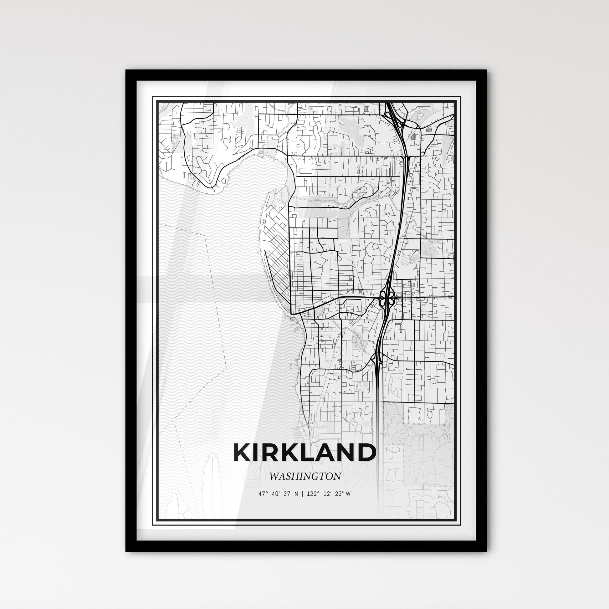 Kirkland Washington - Scandinavian Style City Map for Modern Home Decor