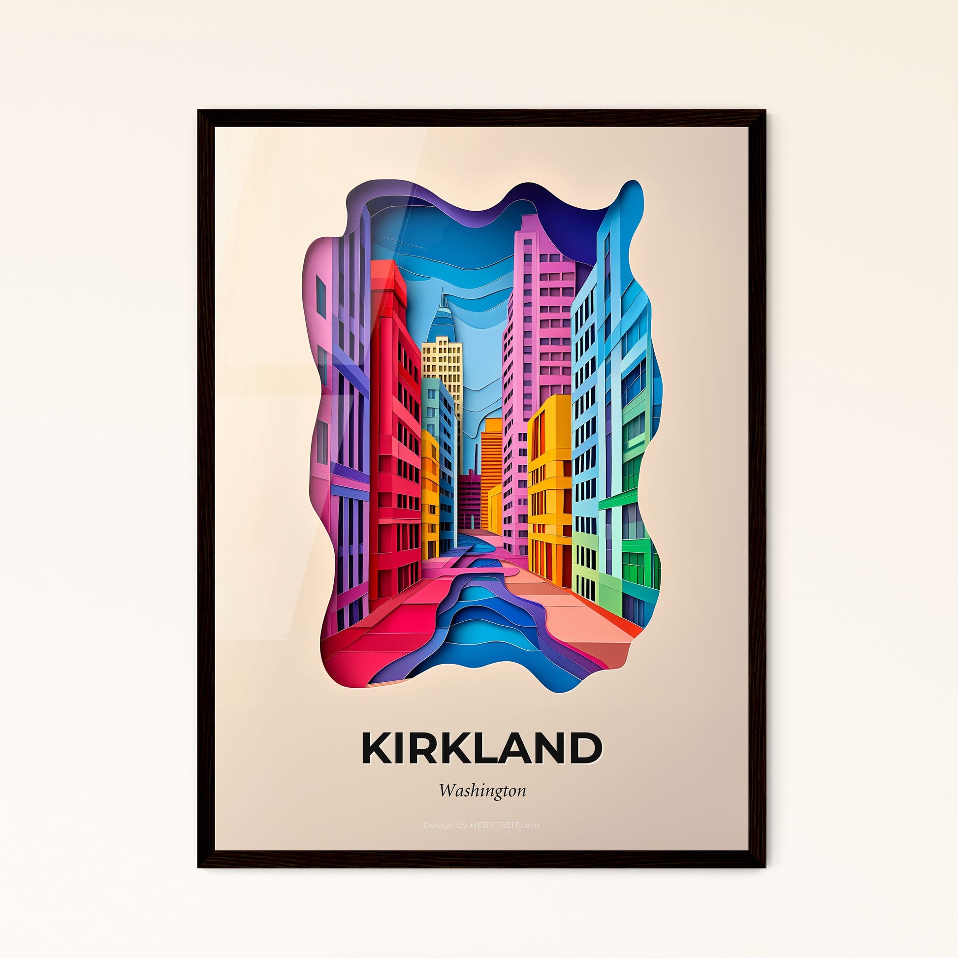 Vivid Kirkland, Washington - a city street with a river in the middle of it