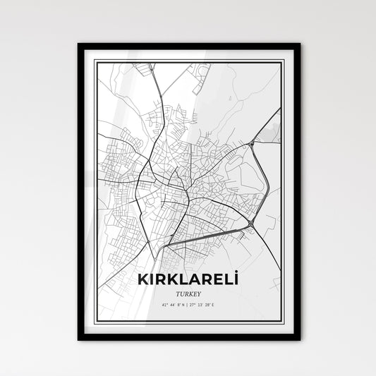 Kırklareli Turkey - Scandinavian Style City Map for Modern Home Decor