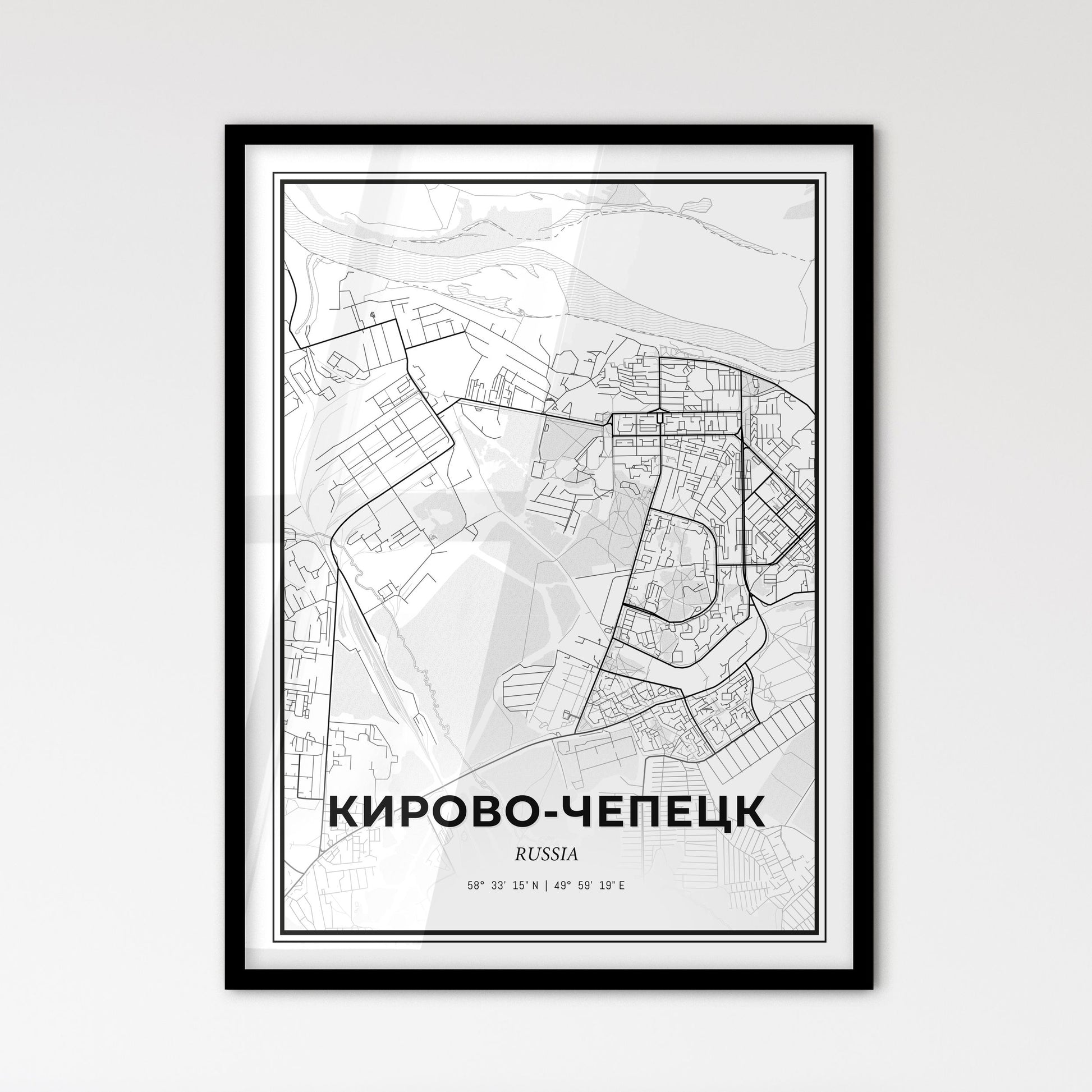 Kirovo-Chepetsk Russia - Scandinavian Style City Map for Modern Home Decor