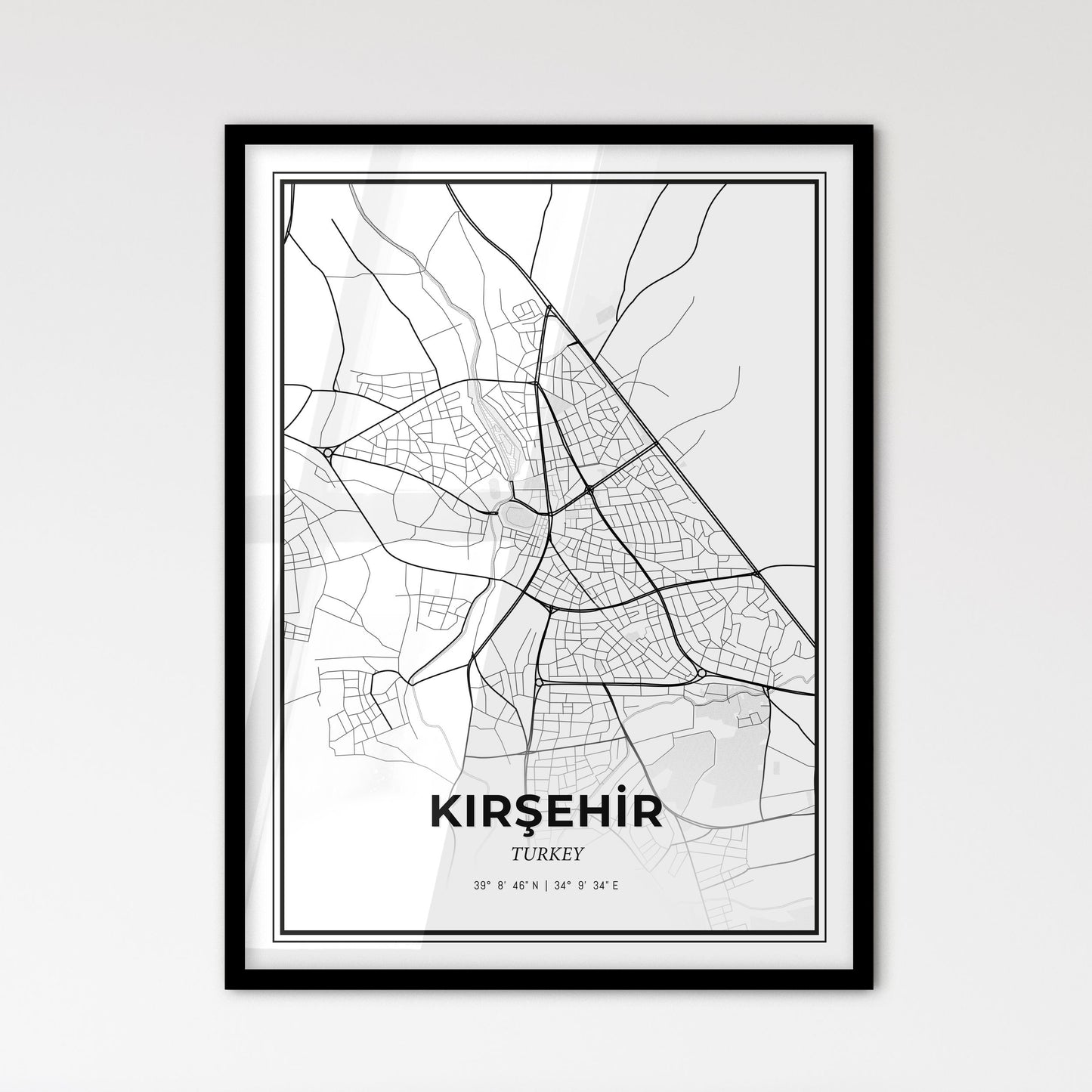 Kırşehir Turkey - Scandinavian Style City Map for Modern Home Decor