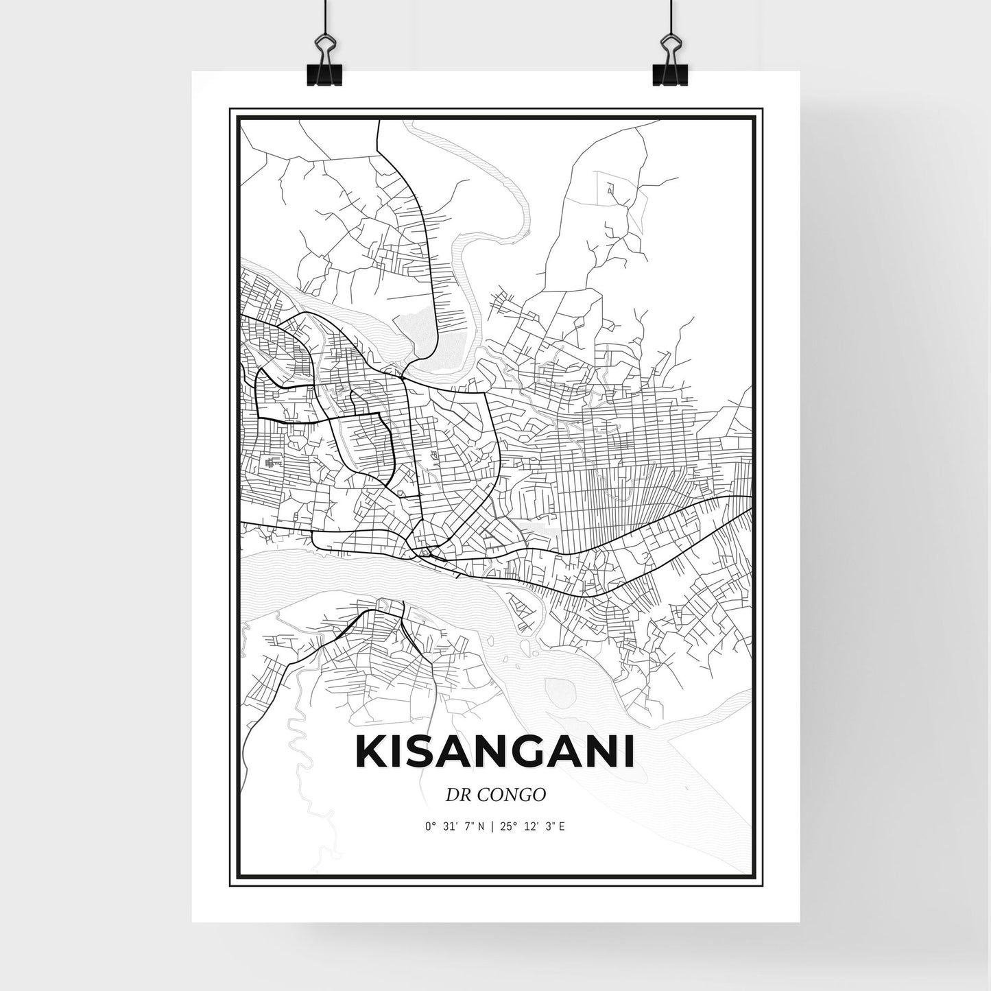 Kisangani DR Congo - Premium City Map Poster