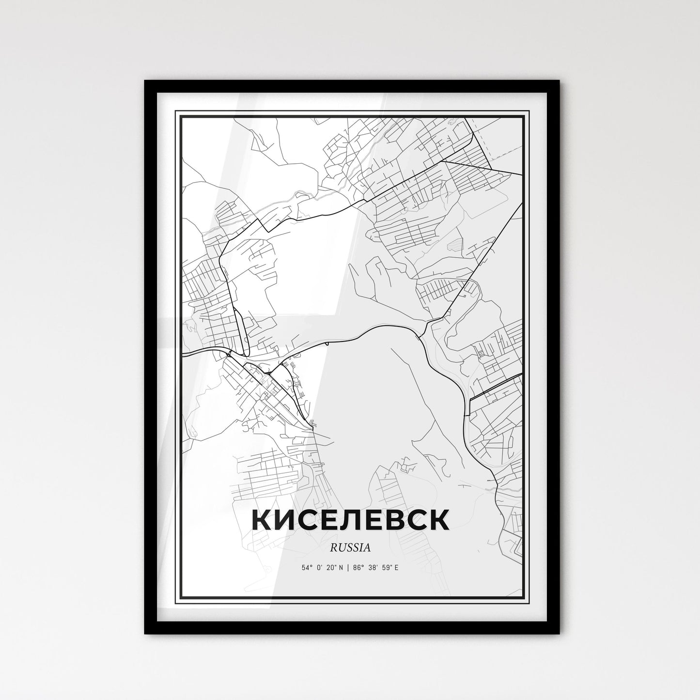 Kiselyovsk Russia - Scandinavian Style City Map for Modern Home Decor