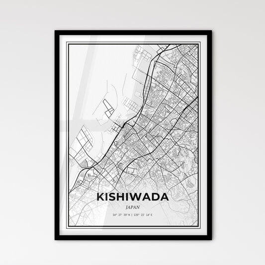 Kishiwada Japan - Scandinavian Style City Map for Modern Home Decor