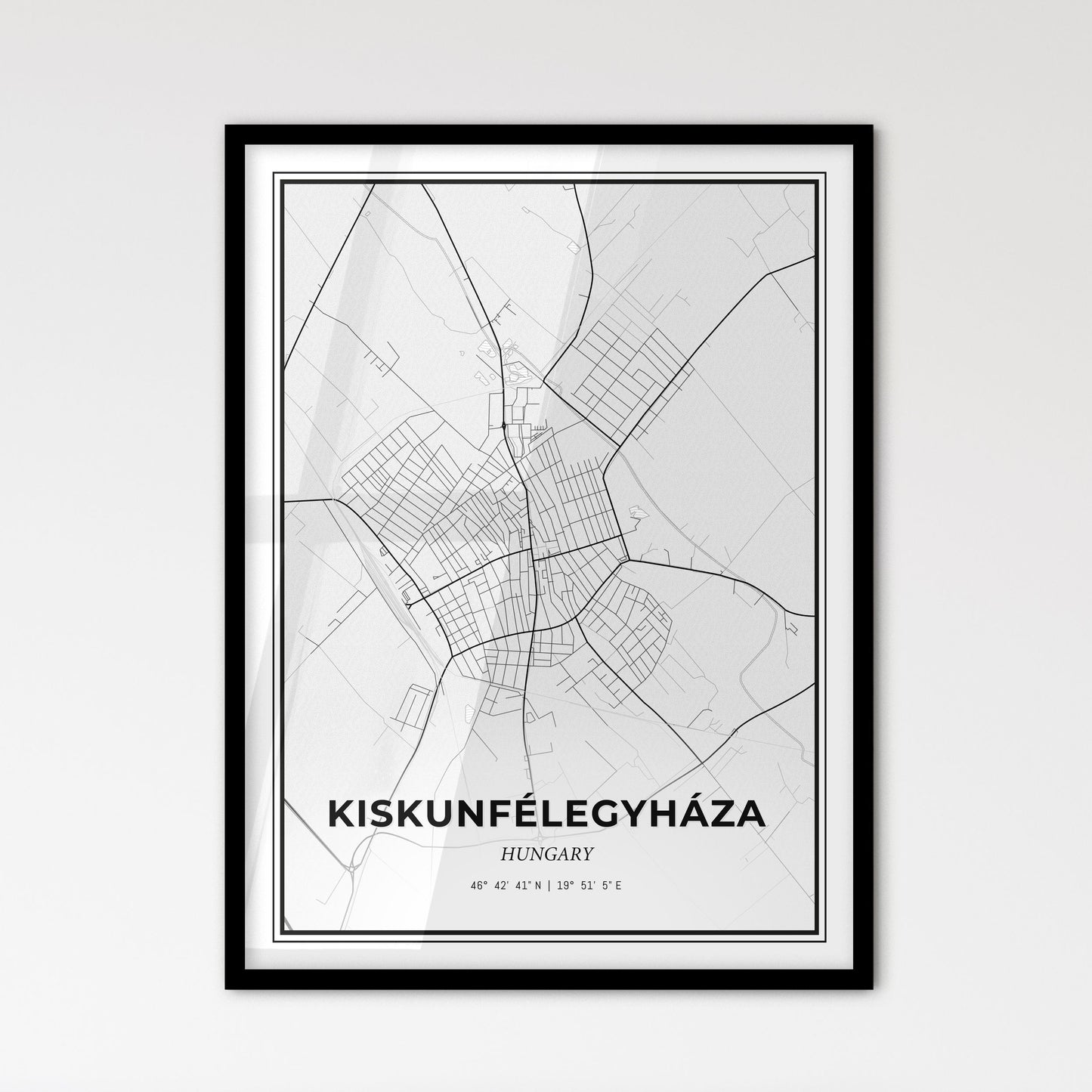 Kiskunfélegyháza Hungary - Scandinavian Style City Map for Modern Home Decor