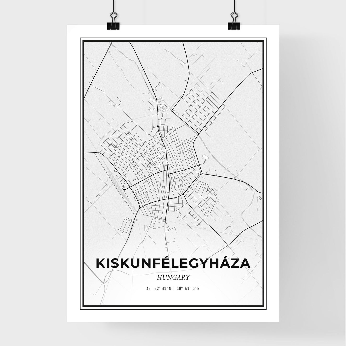 Kiskunfélegyháza Hungary - Premium City Map Poster