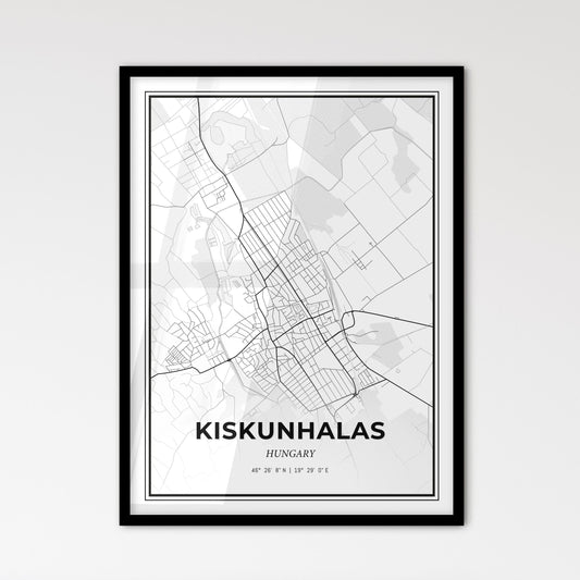 Kiskunhalas Hungary - Scandinavian Style City Map for Modern Home Decor