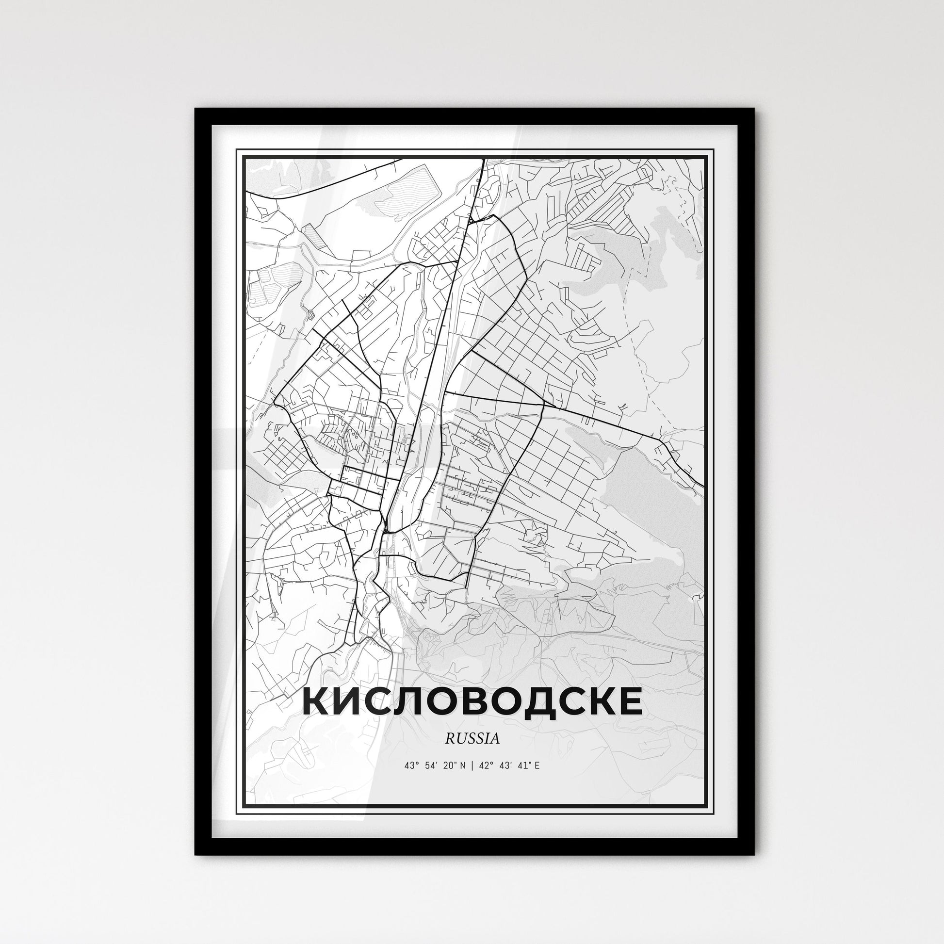 Kislovodsk Russia - Scandinavian Style City Map for Modern Home Decor