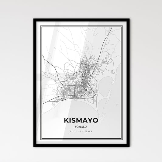 Kismayo Somalia - Scandinavian Style City Map for Modern Home Decor