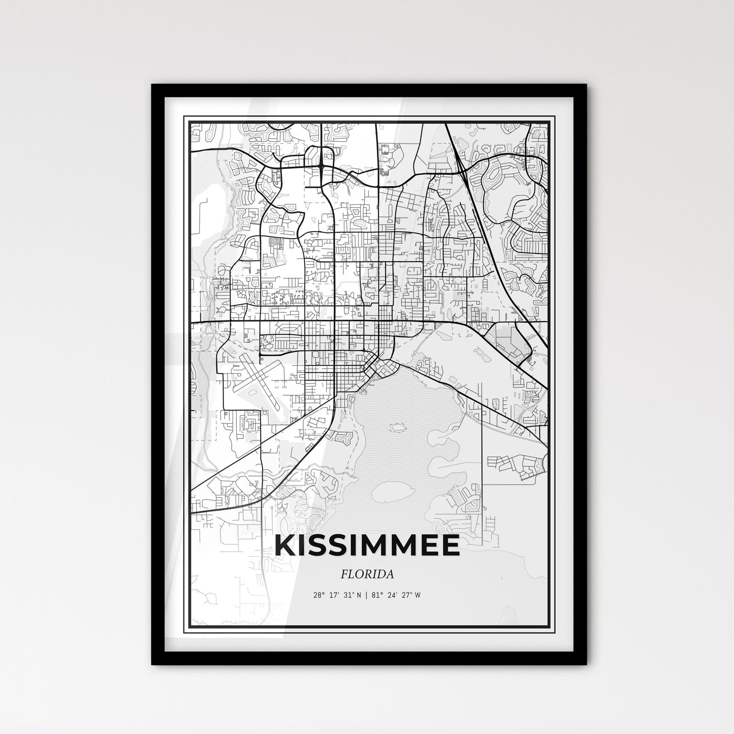 Kissimmee Florida - Scandinavian Style City Map for Modern Home Decor