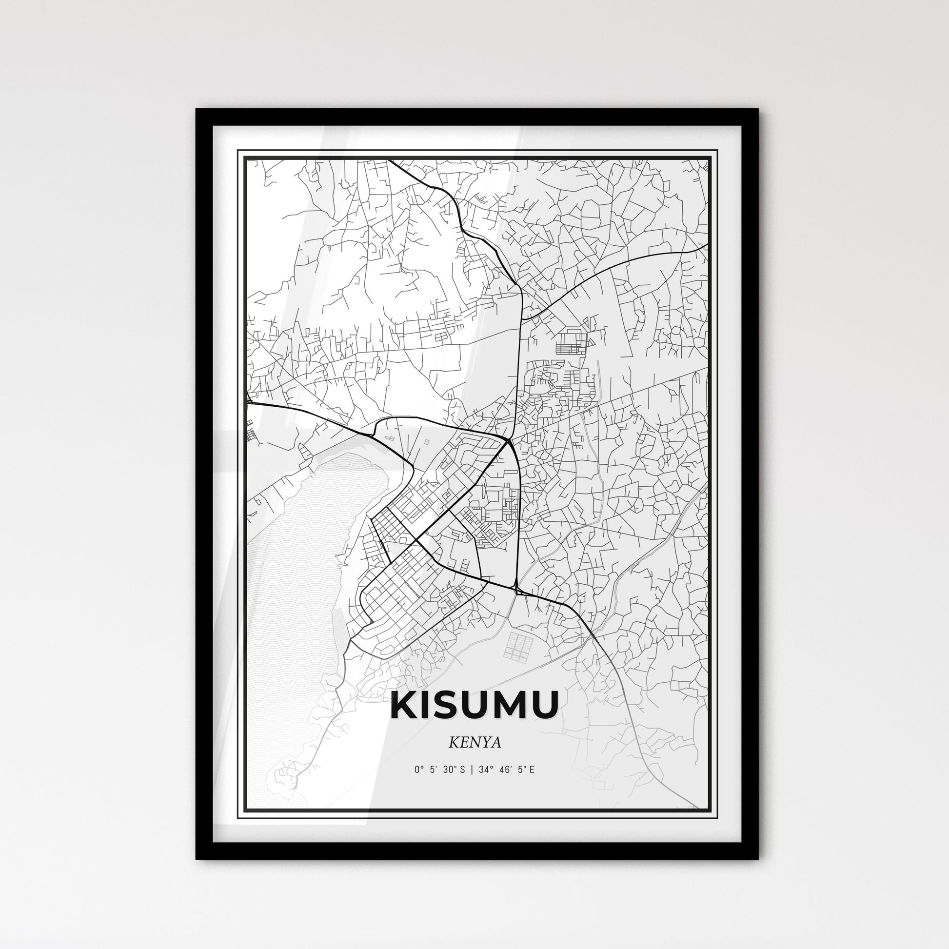 Kisumu Kenya - Scandinavian Style City Map for Modern Home Decor