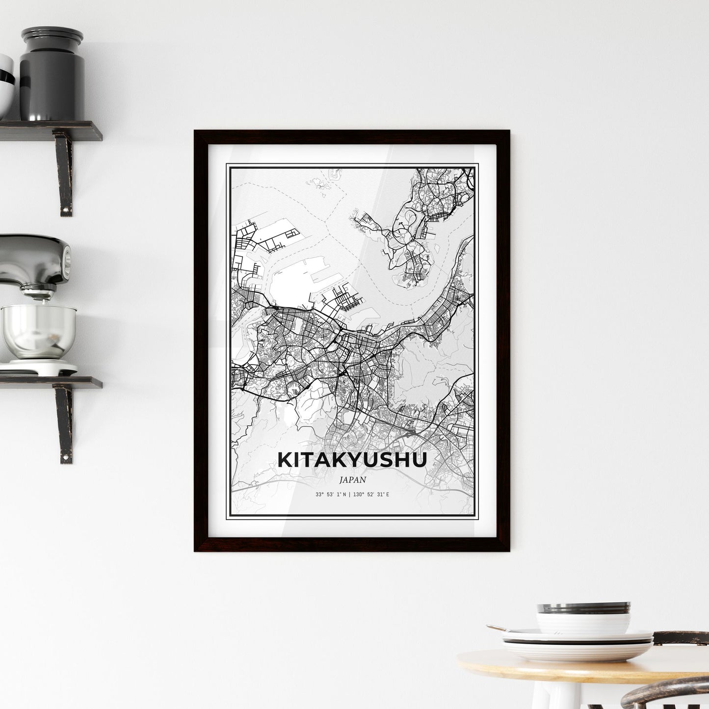 Kitakyushu Japan - Minimal City Map