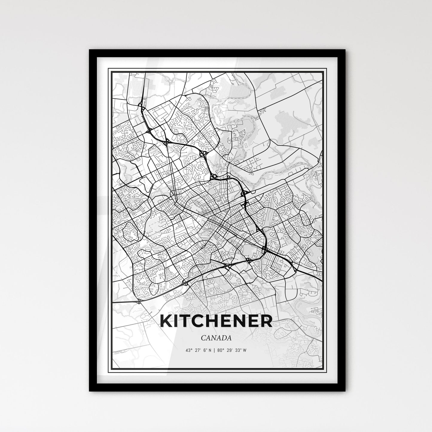 Kitchener Canada - Scandinavian Style City Map for Modern Home Decor