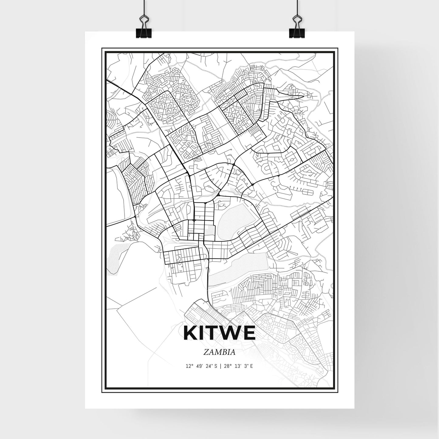 Kitwe Zambia - Premium City Map Poster