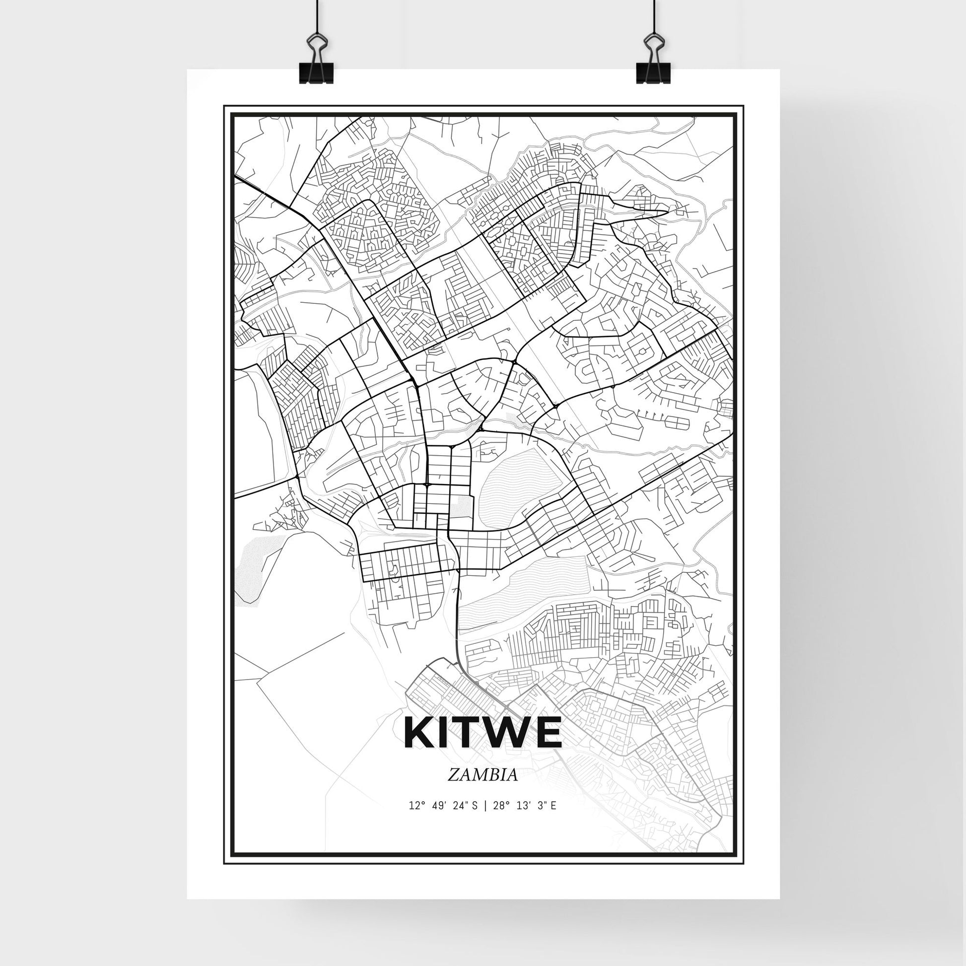 Kitwe Zambia - Premium City Map Poster