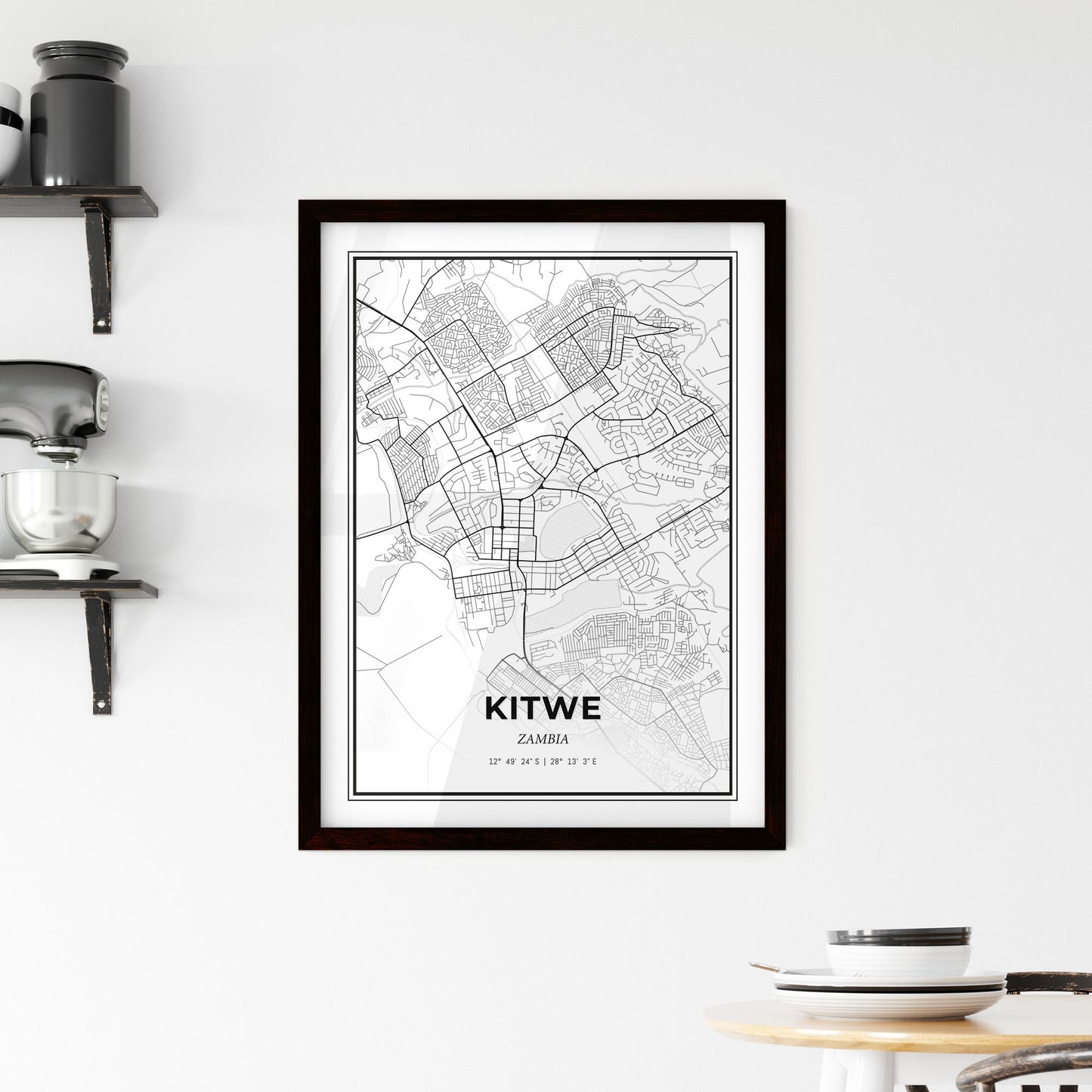 Kitwe Zambia - Minimal City Map