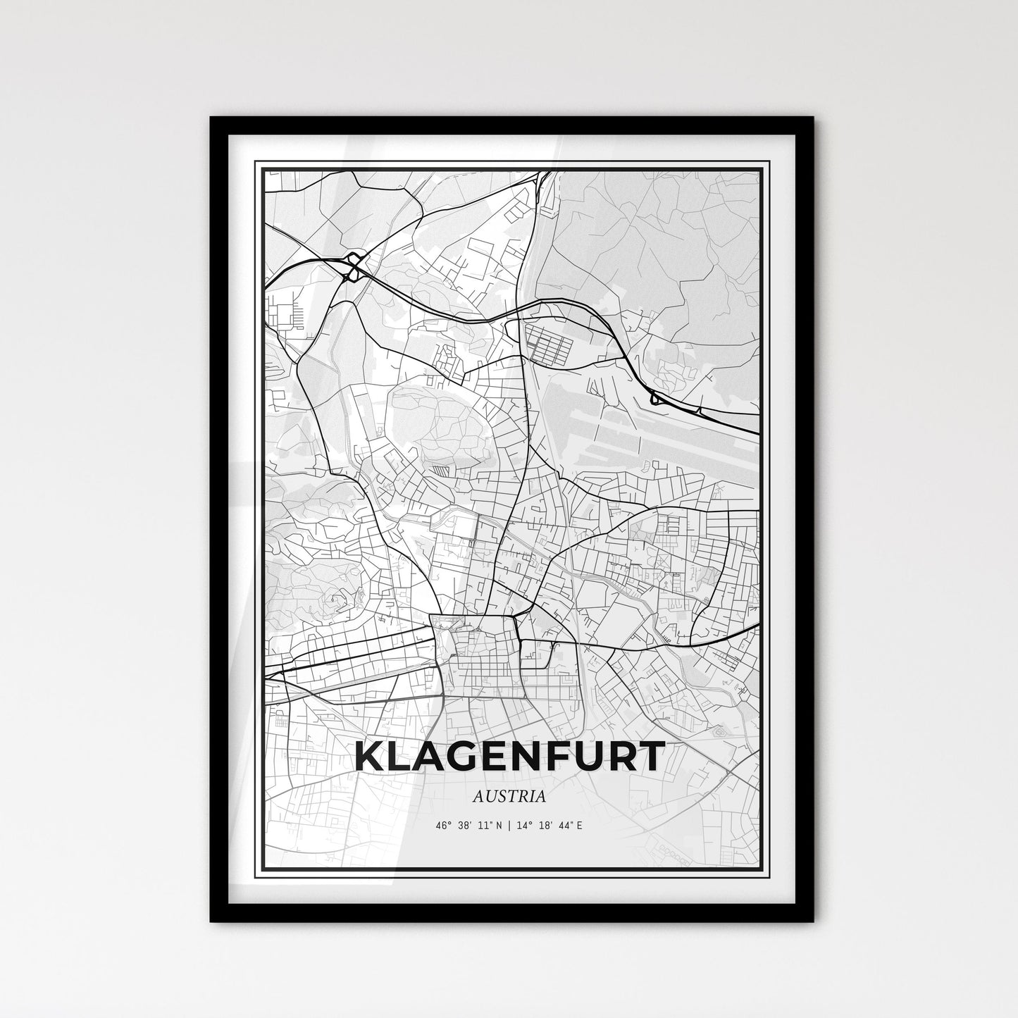 Klagenfurt Austria - Scandinavian Style City Map for Modern Home Decor