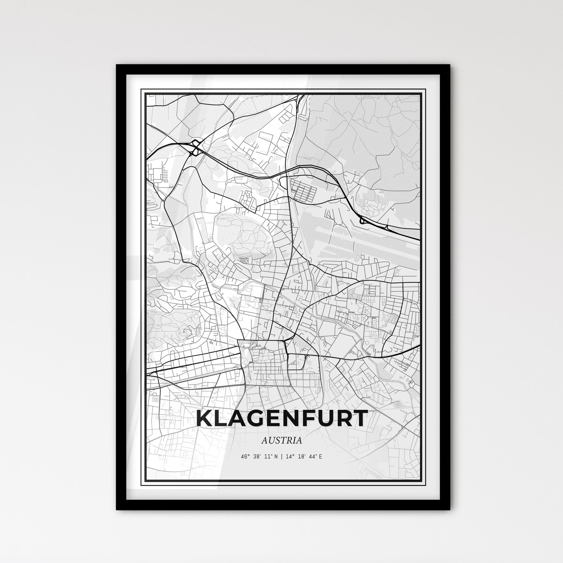 Klagenfurt Austria - Scandinavian Style City Map for Modern Home Decor