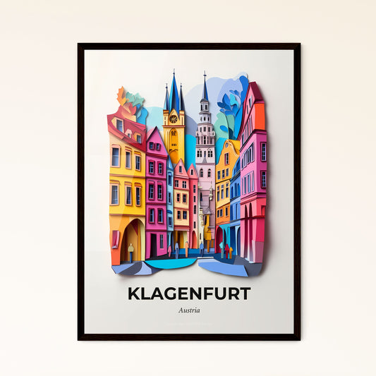 Vivid Klagenfurt, Austria - a paper cut of a city with a clock tower