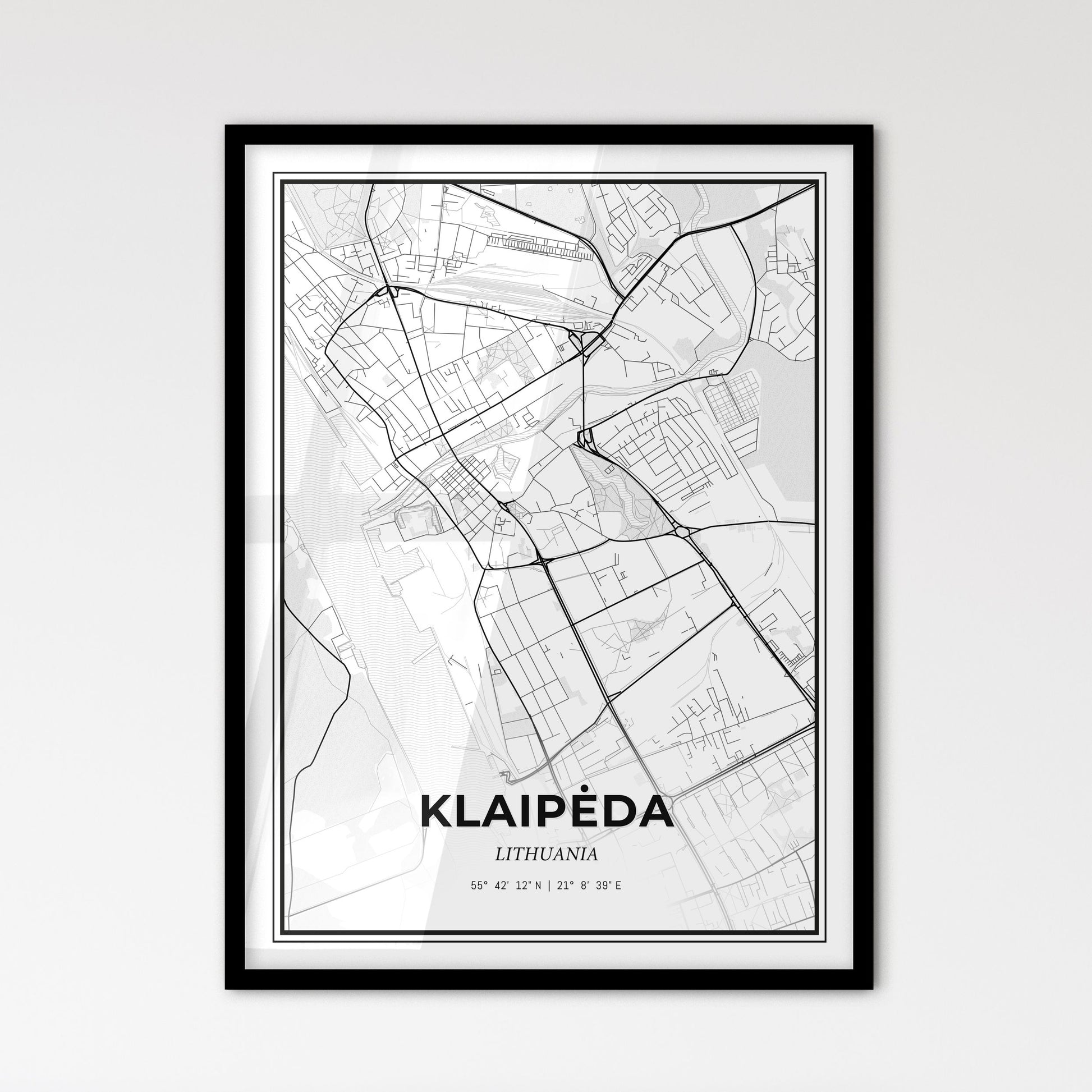 Klaipėda Lithuania - Scandinavian Style City Map for Modern Home Decor