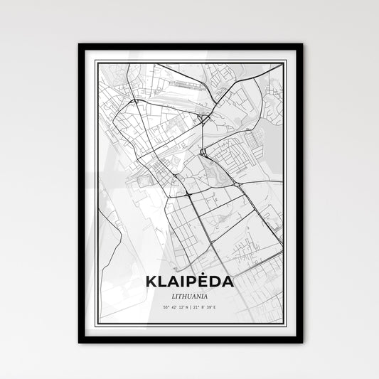 Klaipėda Lithuania - Scandinavian Style City Map for Modern Home Decor