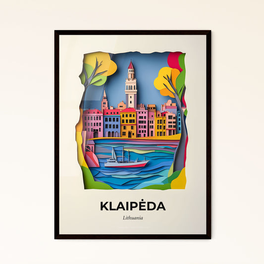 Vivid Klaipėda, Lithuania - a paper cut of a city with a boat in the water