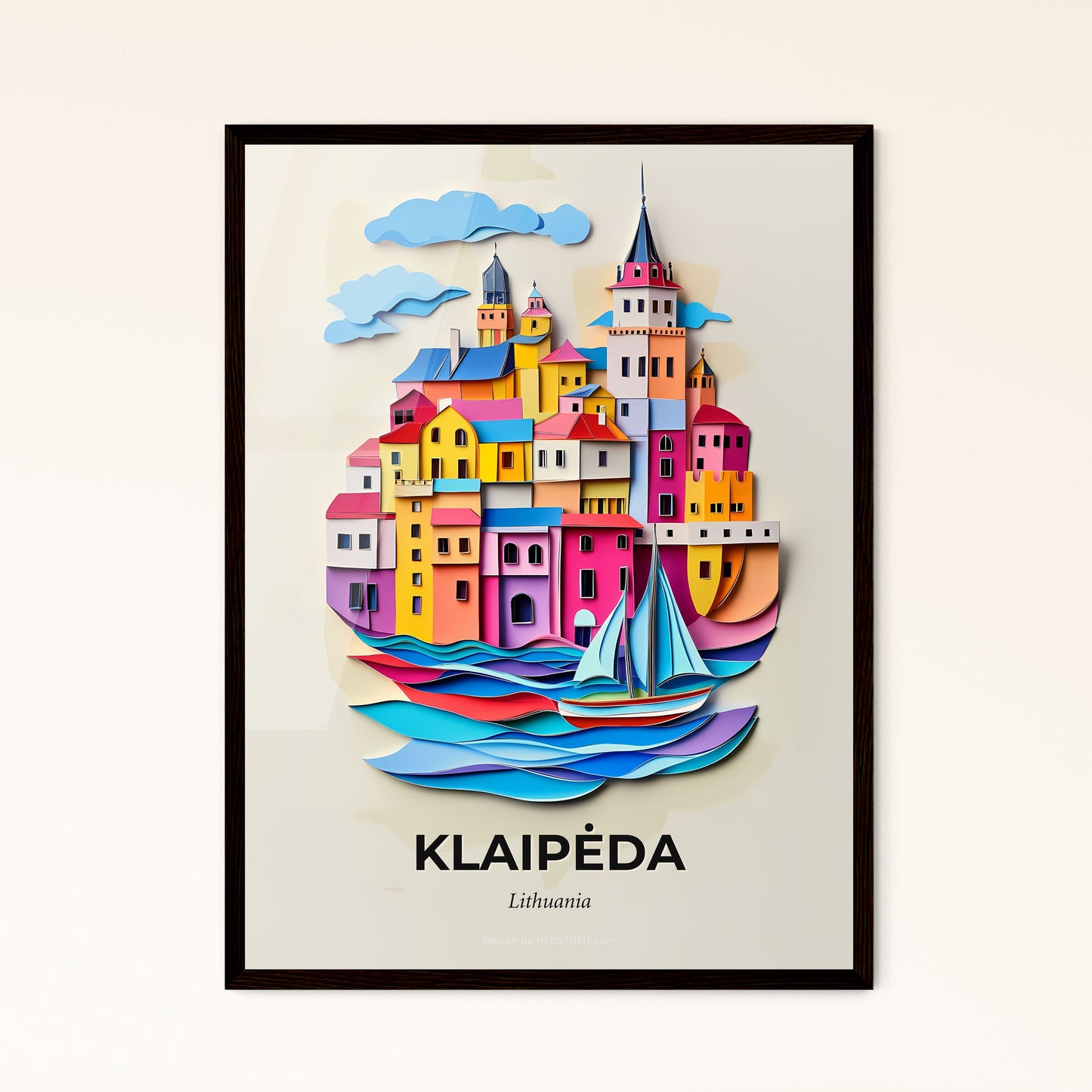 Vivid Klaipėda, Lithuania - a paper cut of a city with a sailboat