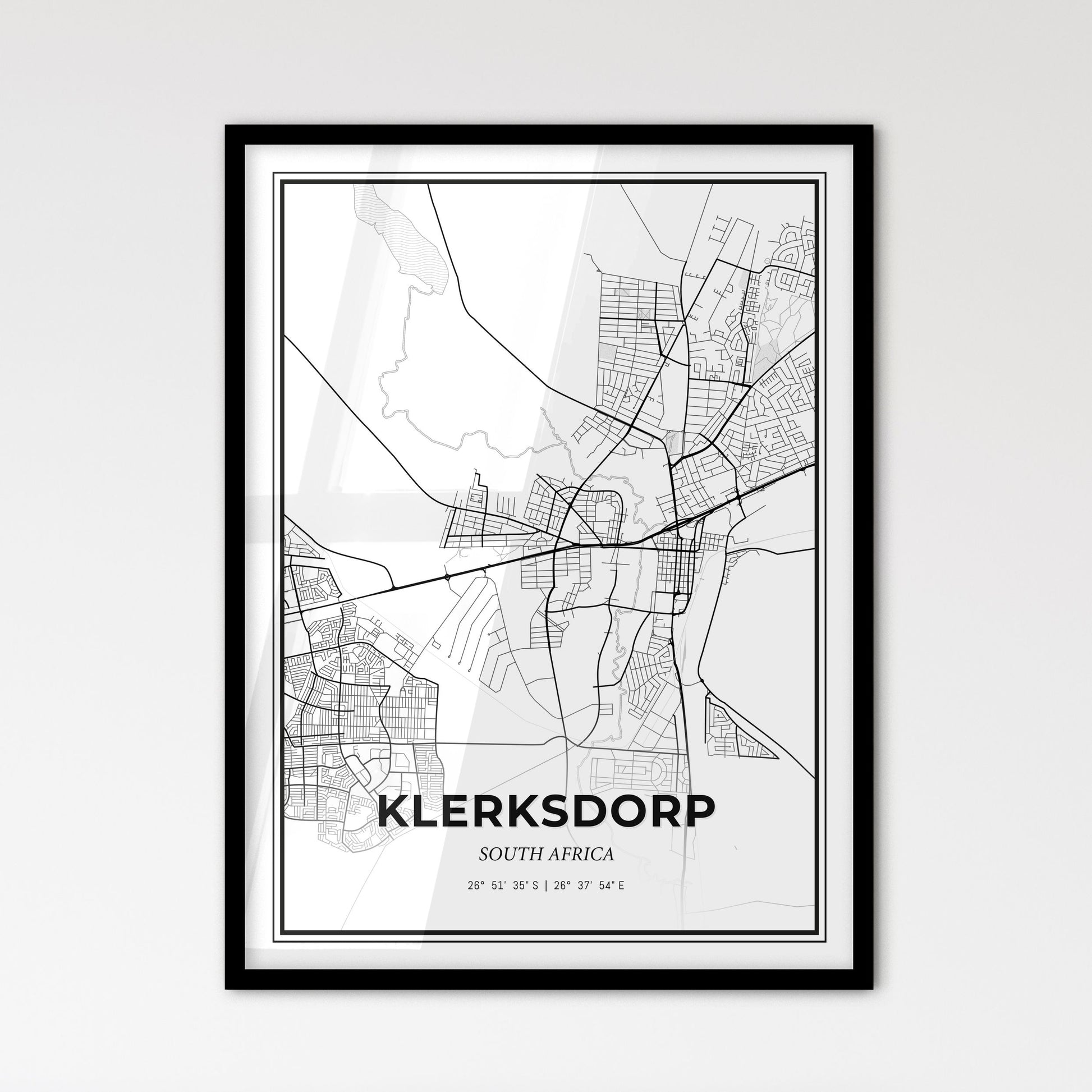 Klerksdorp South Africa - Scandinavian Style City Map for Modern Home Decor