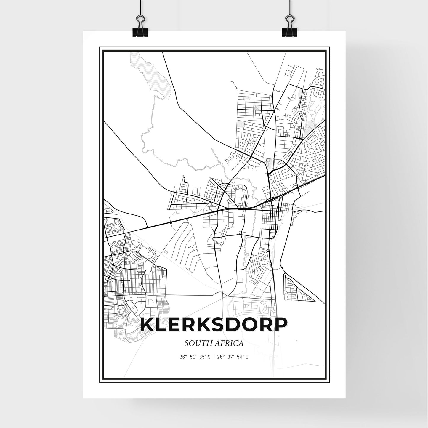 Klerksdorp South Africa - Premium City Map Poster