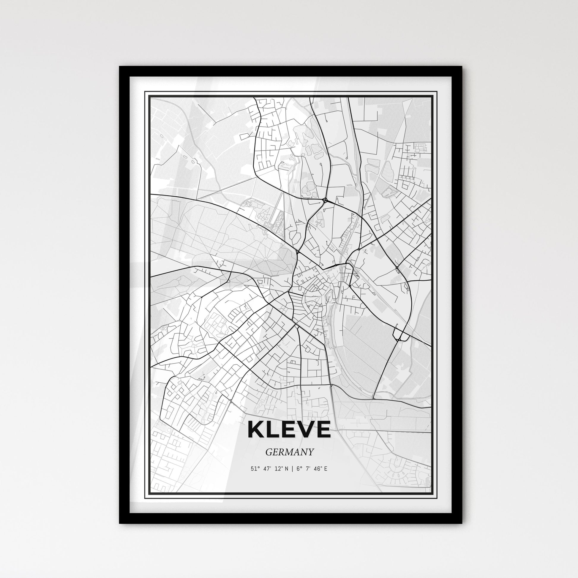 Kleve Germany - Scandinavian Style City Map for Modern Home Decor