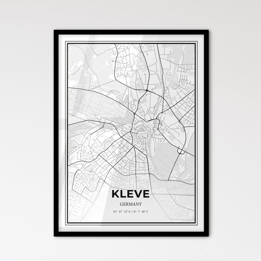 Kleve Germany - Scandinavian Style City Map for Modern Home Decor