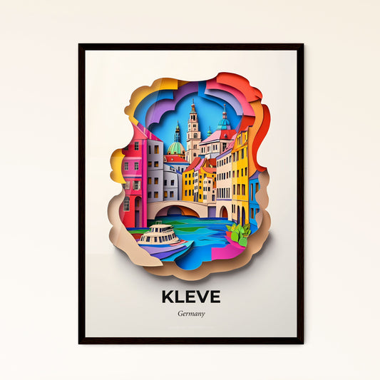 Vivid Kleve, Germany - a paper cut of a city with a boat