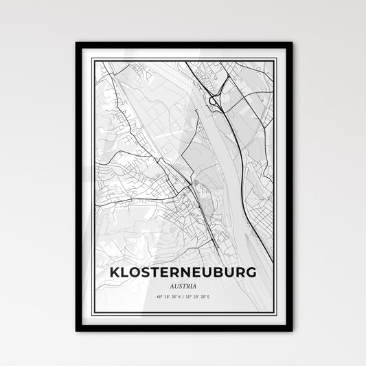 Klosterneuburg Austria - Scandinavian Style City Map for Modern Home Decor