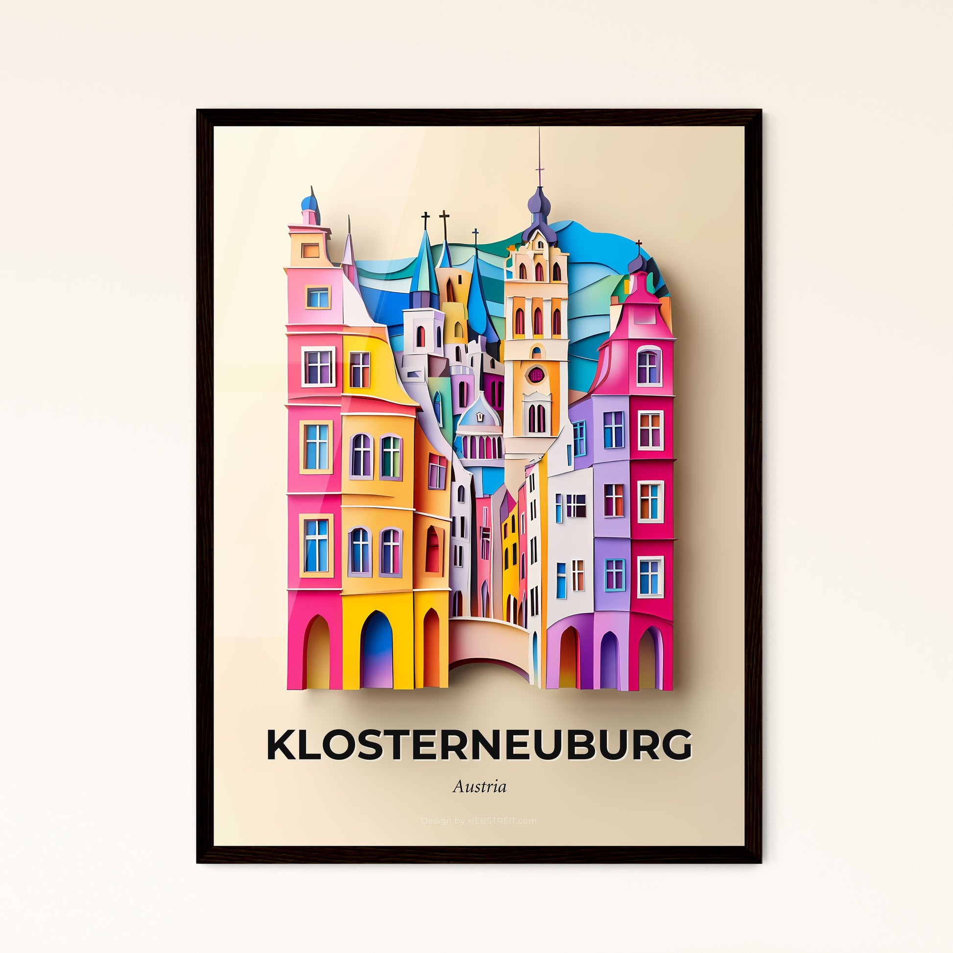 Vivid Klosterneuburg, Austria - a colorful city with a clock tower on top of it