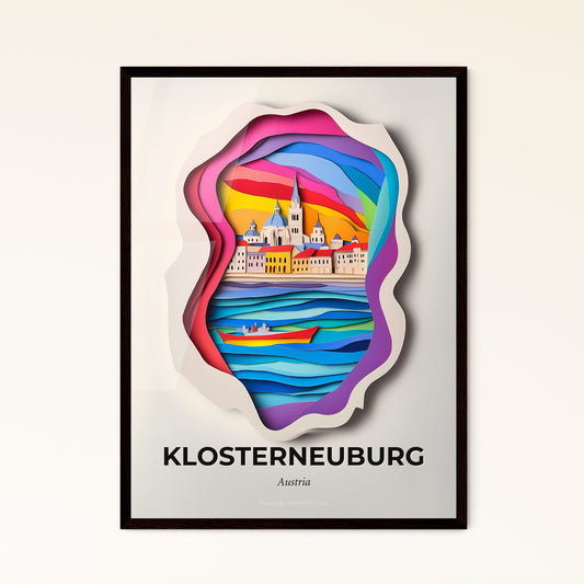 Vivid Klosterneuburg, Austria - a paper cut of a city with a boat in the water