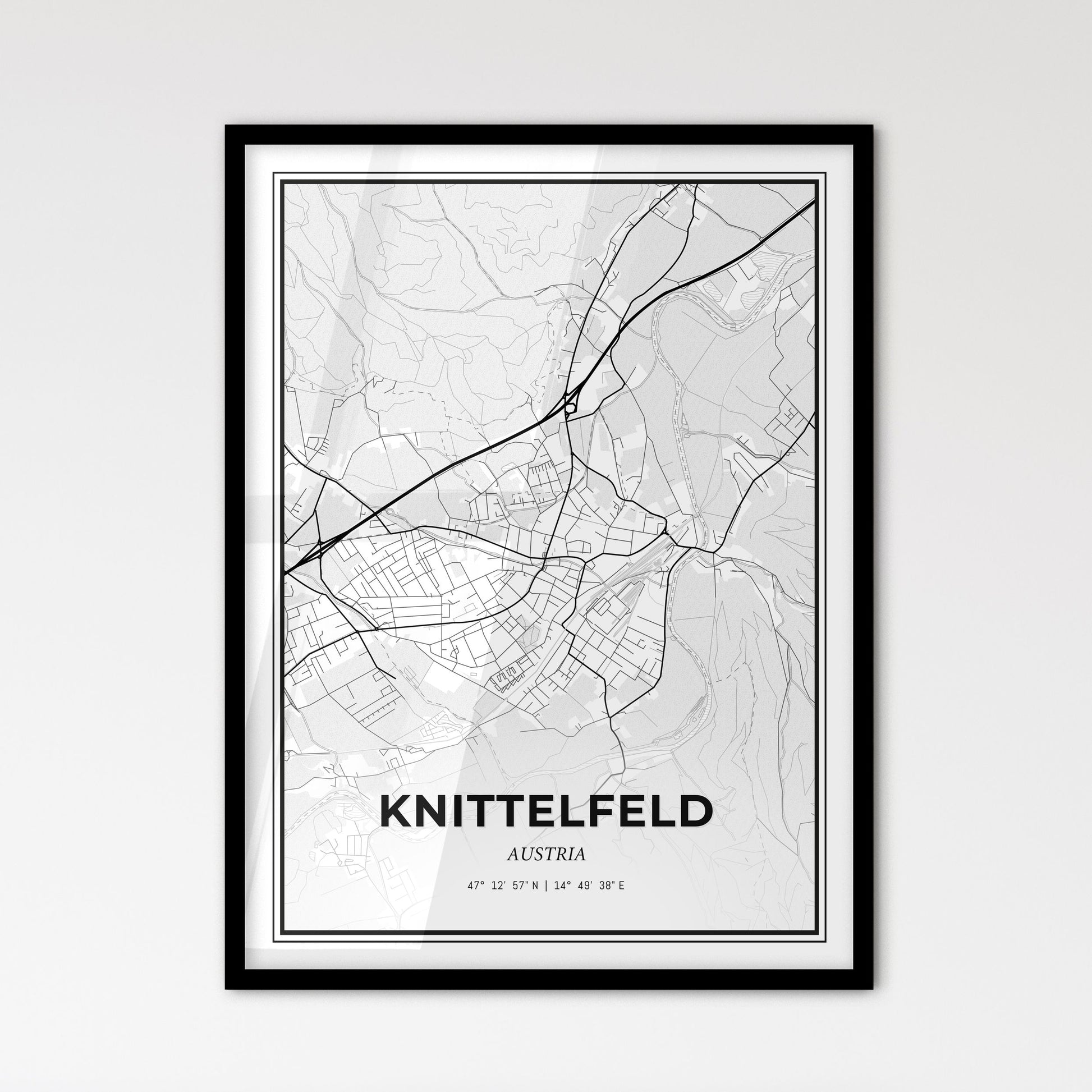 Knittelfeld Austria - Scandinavian Style City Map for Modern Home Decor