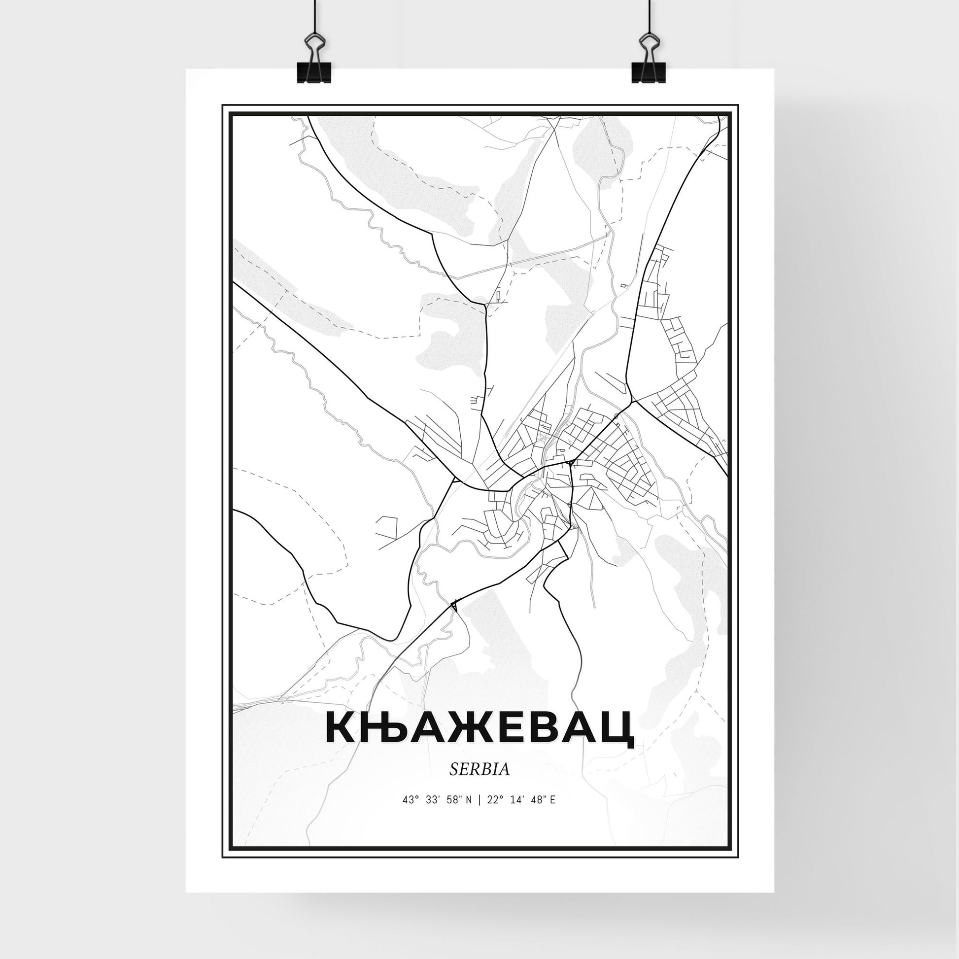 Knjaževac Serbia - Premium City Map Poster