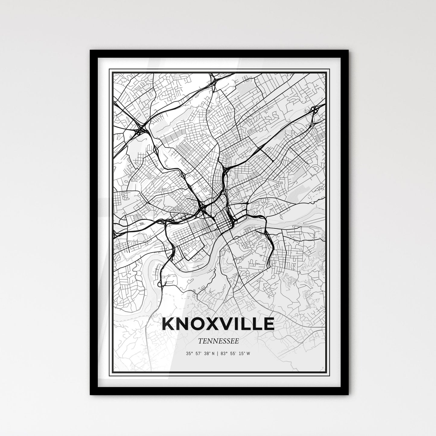 Knoxville Tennessee - Scandinavian Style City Map for Modern Home Decor