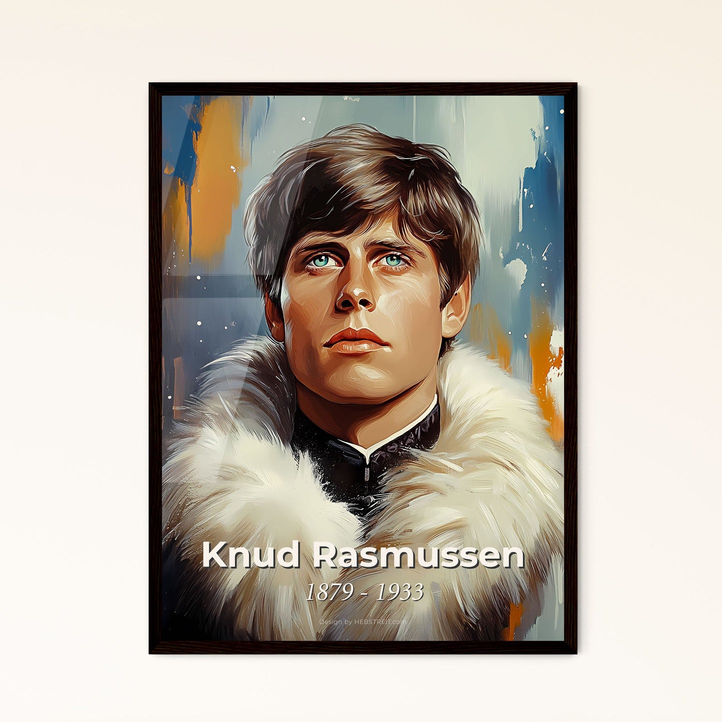 Portrait of Knud Rasmussen, 1879 - 1933. Impressionistic painting of a man in a fur coat.