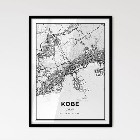 Kobe Japan - Scandinavian Style City Map for Modern Home Decor